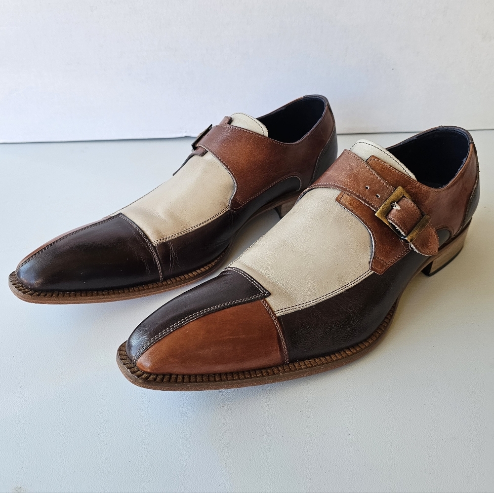 Duca Italian Triple Toned Single Monk Strap Shoe, US 11 / EU 44